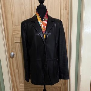 Avanti Black Soft Leather Women's Long Jacket Size L